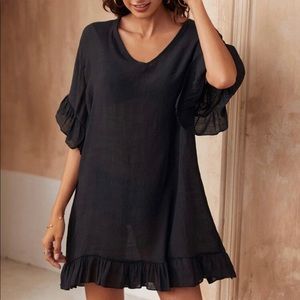 black swim cover up dress